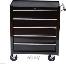 Cabinet à outils roulant professionnel 5 tiroirs métal chariot de garage clés noir