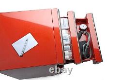 Cabinet à outils sur roulettes avec réfrigérateur intégré et 3 tiroirs en rouge