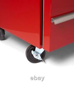 Cabinet à outils sur roulettes avec réfrigérateur intégré et 3 tiroirs en rouge
