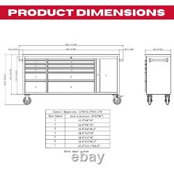 Cabinet à outils sur roulettes en acier inoxydable à 10 tiroirs, établi, boîte à outils