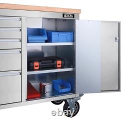 Cabinet à outils sur roulettes en acier inoxydable à 10 tiroirs, établi, boîte à outils