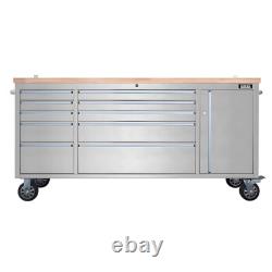 Cabinet à outils sur roulettes en acier inoxydable à 10 tiroirs, établi, boîte à outils