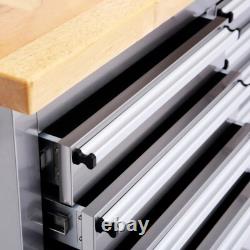 Cabinet à outils sur roulettes en acier inoxydable à 10 tiroirs, établi, boîte à outils
