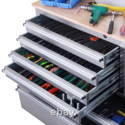 Cabinet à outils sur roulettes en acier inoxydable à 6 tiroirs, établi, boîte à outils