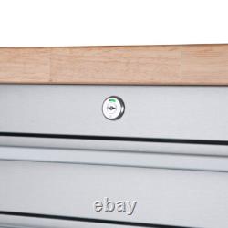 Cabinet à outils sur roulettes en acier inoxydable à 6 tiroirs, établi, boîte à outils