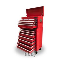 Cabinet à roulettes en acier 426 avec 16 tiroirs, finition rouge brillant, Us Pro Tools