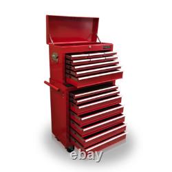 Cabinet à roulettes en acier 426 avec 16 tiroirs, finition rouge brillant, Us Pro Tools