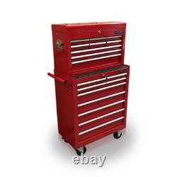 Cabinet à roulettes en acier 426 avec 16 tiroirs, finition rouge brillant, Us Pro Tools