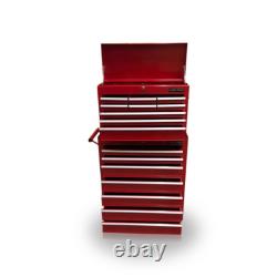 Cabinet à roulettes en acier 426 avec 16 tiroirs, finition rouge brillant, Us Pro Tools