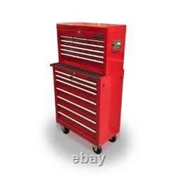 Cabinet à roulettes en acier 426 avec 16 tiroirs, finition rouge brillant, Us Pro Tools