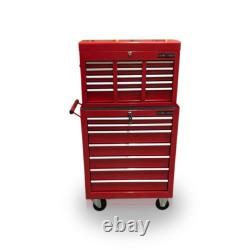 Cabinet à roulettes en acier 426 avec 16 tiroirs, finition rouge brillant, Us Pro Tools