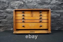 Cabinet d'ingénieur vintage Moore & Wright à 7 tiroirs avec porte à rabat pour outils