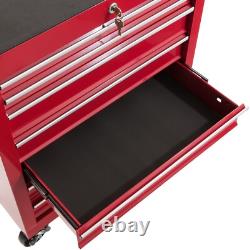 Cabinet de rangement AREBOS avec roulettes, boîte à outils à 7 tiroirs, chariot rouge