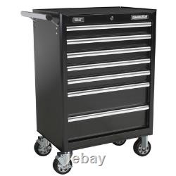 Cabinet de rangement à outils Sealey AP33479B avec roulettes, 7 tiroirs, à roulements à billes, noir C