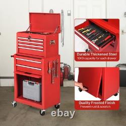 Cabinet de rangement à outils détachable à 6 tiroirs, robuste, avec roues verrouillables et crochets