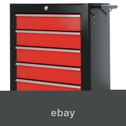 Cabinet de rangement à outils en acier à 5 tiroirs avec serrure, roues et poignée pour garage