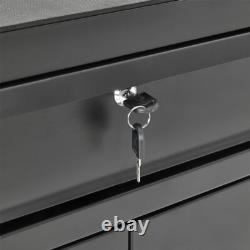 Cabinet de rangement à outils en acier verrouillable avec 1 tiroir, 2 niveaux, roulettes, poignée et 2 clés