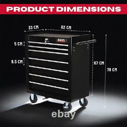 Cabinet de rangement à roulettes pour outils avec 7 tiroirs, boîte à outils chariot avec roues, noir