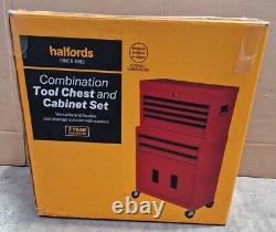 Centre d'outils d'atelier Halfords avec 8 tiroirs et cabinet rouge enfoncé B+