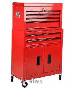 Centre d'outils d'atelier Halfords avec 8 tiroirs et cabinet rouge enfoncé B+
