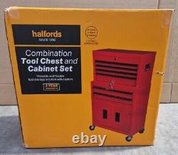 Centre d'outils de l'atelier Halfords avec 8 tiroirs et armoire Rouge Dommages B+