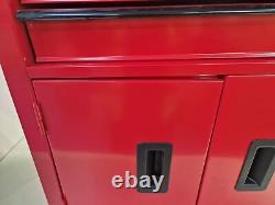 Centre d'outils de l'atelier Halfords avec 8 tiroirs et cabinet rouge endommagé A