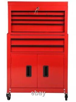 Centre d'outils de l'atelier Halfords avec 8 tiroirs et cabinet rouge (endommagé) B+