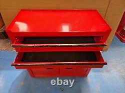 Centre d'outils de workshop Halfords 8 tiroirs et cabinet rouge endommagé B+