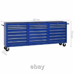 Chariot À Outils Vidaxl Avec 21 Tiroirs Steel Blue Tool Storage Drawer Cabinet