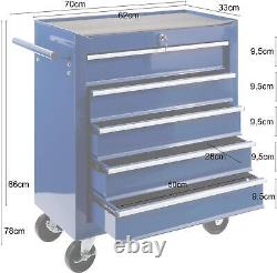 Chariot à outils 5 tiroirs Armoire d'atelier Chariot de rangement de garage en bleu