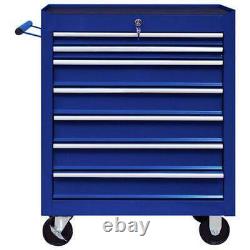 Chariot à outils 7 tiroirs Armoire d'atelier Panier de rangement de garage Bleu