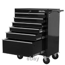 Chariot à outils Hilka avec 6 tiroirs, caisse de rangement en métal noir sur roulettes
