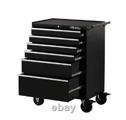 Chariot à outils Hilka avec 6 tiroirs, caisse de rangement en métal noir sur roulettes