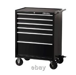 Chariot à outils Hilka avec 6 tiroirs, caisse de rangement en métal noir sur roulettes
