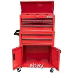 Chariot à outils Hilka, coffre à 8 tiroirs, armoire de rangement roulante en métal rouge, caisse à roulettes, cabine