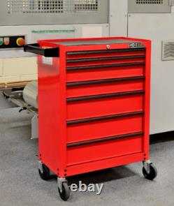 Chariot à outils Hilka coffre rouge en métal avec roulettes et tiroirs Chariot à outils Hilka coffre rouge en métal avec roulettes et tiroirs