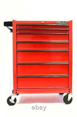 Chariot à outils Hilka rouge en acier métallique, coffre de rangement à roulettes, armoire à rouleaux