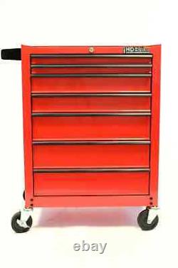 Chariot à outils Hilka rouge en acier métallique, coffre de rangement à roulettes, armoire à rouleaux