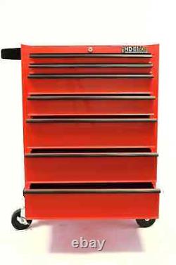 Chariot à outils Hilka rouge en acier métallique, coffre de rangement à roulettes, armoire à rouleaux