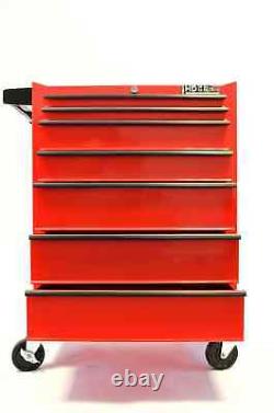 Chariot à outils Hilka rouge en acier métallique, coffre de rangement à roulettes, armoire à rouleaux