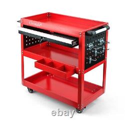 Chariot à outils à 3 niveaux avec tiroir, cabinet roulant, robuste pour garage et atelier