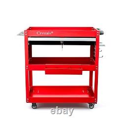 Chariot à outils à 3 niveaux avec tiroir, cabinet roulant, robuste pour garage et atelier