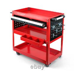 Chariot à outils à 3 niveaux, meuble roulant, robuste, pour garage et atelier avec tiroir