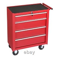 Chariot à outils à roulettes avec 4 tiroirs, boîte à outils robuste pour garage ROUGE