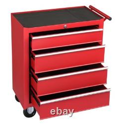 Chariot à outils à roulettes avec 4 tiroirs, boîte à outils robuste pour garage ROUGE