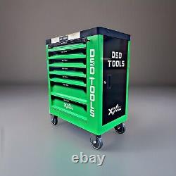 Chariot à tiroirs 7 avec outils, coffre de rangement en acier pour atelier, transporteur de boîte à outils