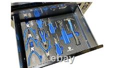 Chariot à tiroirs avec outils, coffret de rangement en acier pour atelier, boîte à outils