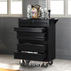 Chariot d'atelier à outils pour garage, armoire de rangement portable avec 7 tiroirs noir