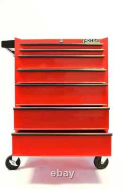 Chariot de boîte à outils Hilka rouge en métal pour le stockage des outils de garage, armoire à roulettes