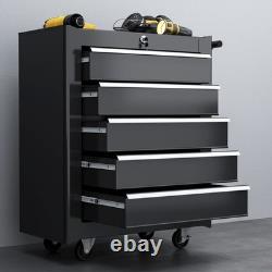 Chariot de coffre à outils à 5 tiroirs, cabinet de rangement, boîte à outils en acier de 249 pièces